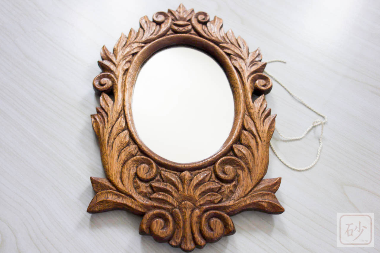 木彫りの鏡　基礎作品
