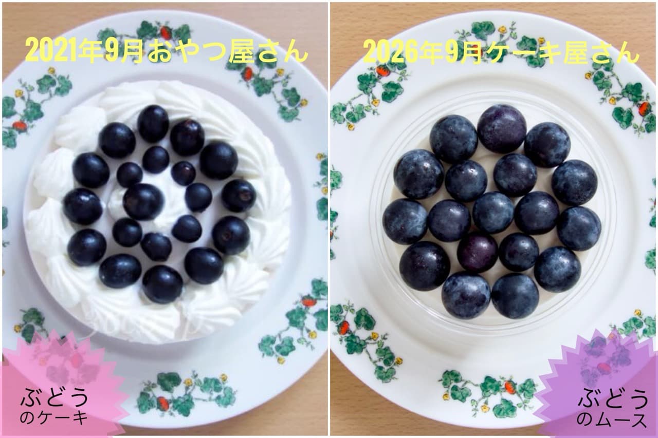 六花亭ぶどうケーキとぶどうムースの比較画像