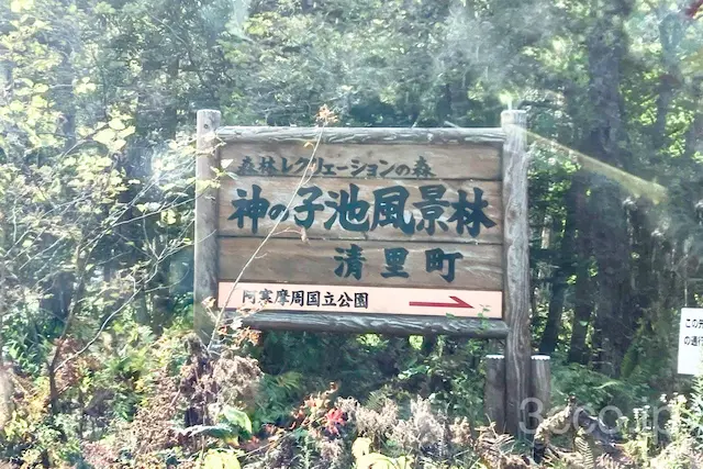 神の子池への看板目印